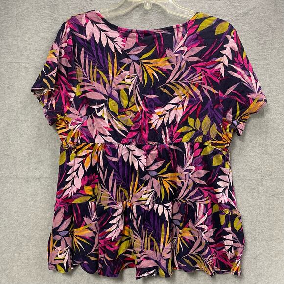Torrid Rayon Slub Tiered Button Front Tropical Top Size Large - Picture 3 of 8
